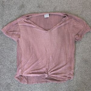 Blue Rain Pink Puff Sleeve Relaxed T-Shirt